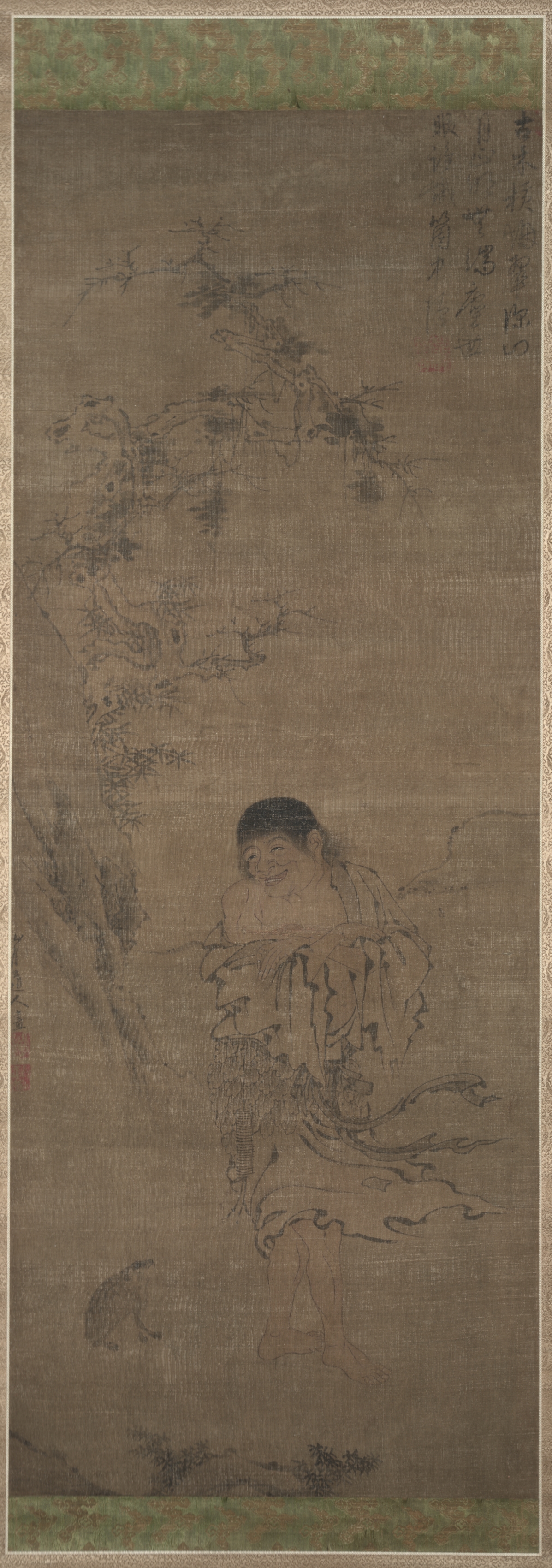 Yuan dynasty hanging scroll of Liu Haichan with a toad.